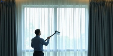 Commercial curtain steam cleaning service camp-mountain hotels offices
